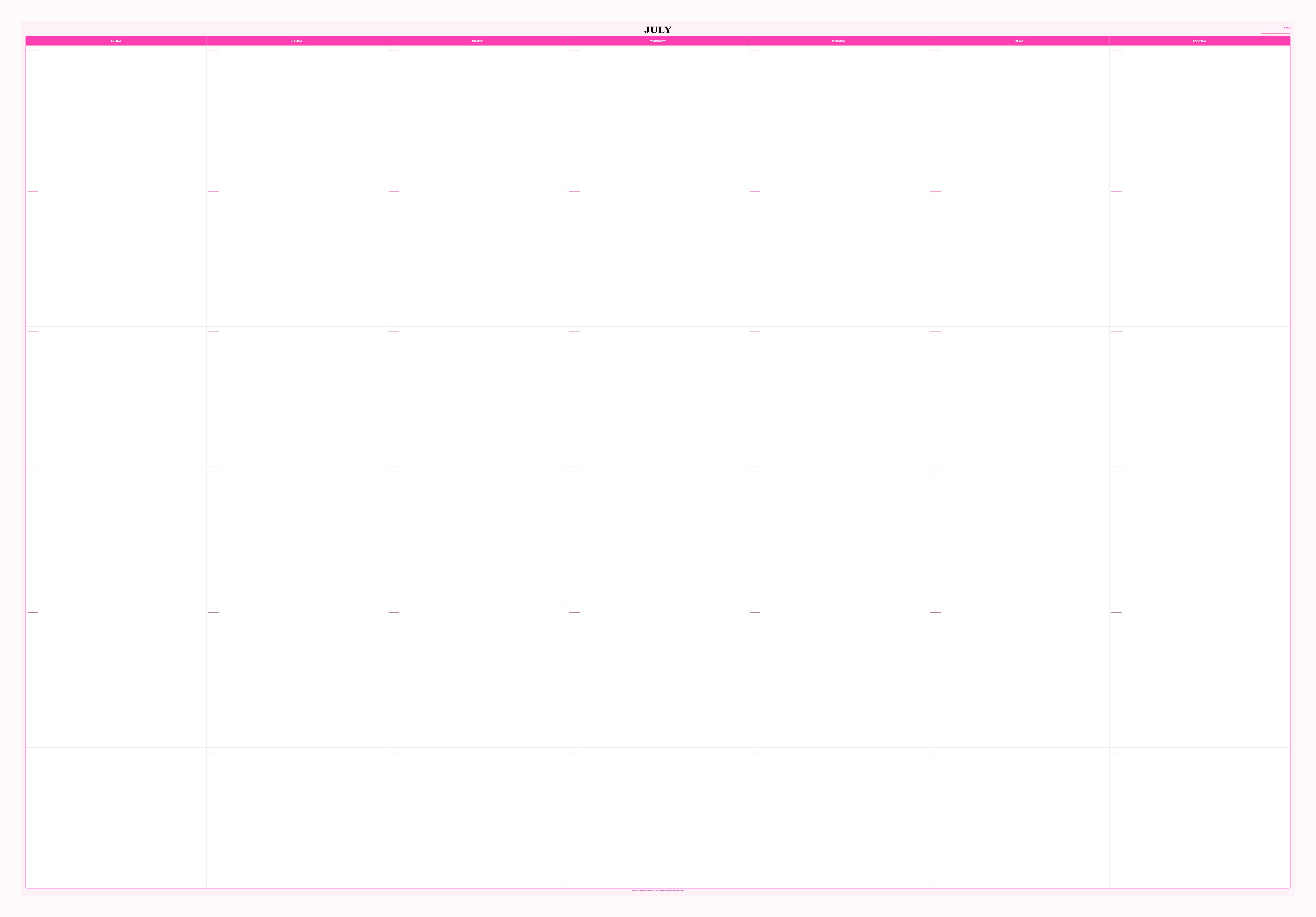 Fertility Treatment Annual Calendar month grid