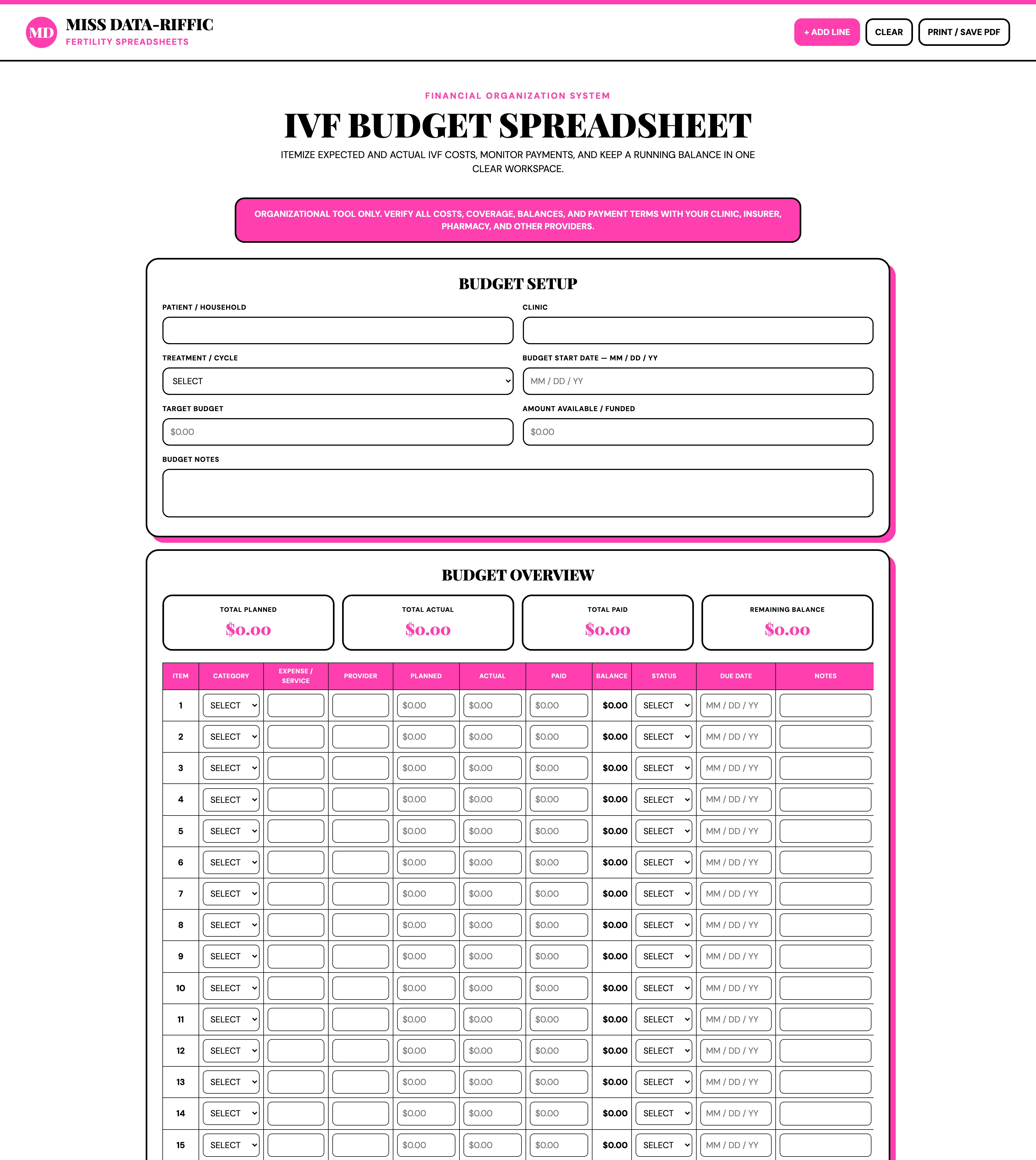 Miss Data-Riffic Spreadsheets interior