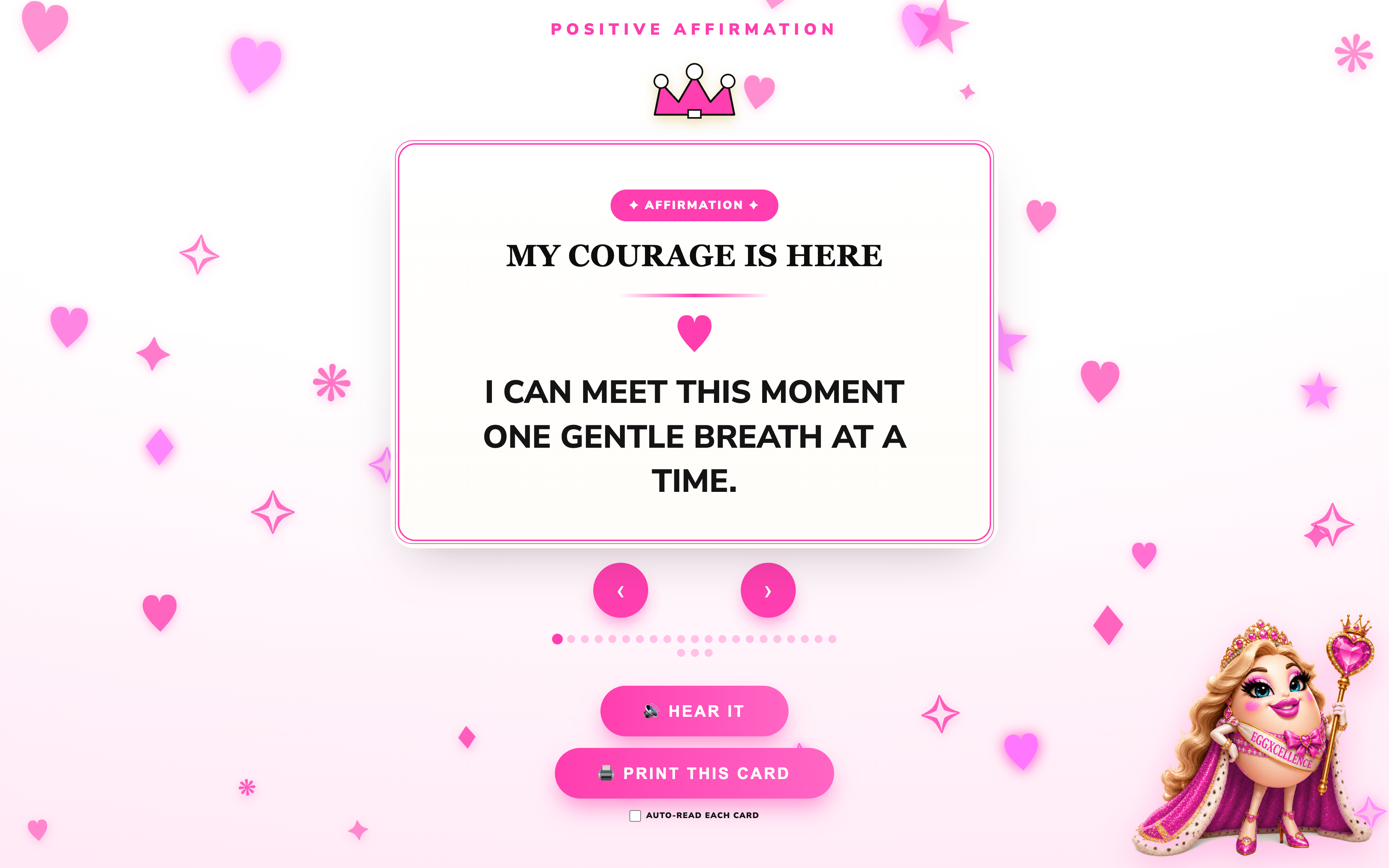 PRINCESS EGGXCELLENCE POSITIVE AFFIRMATION CARDS