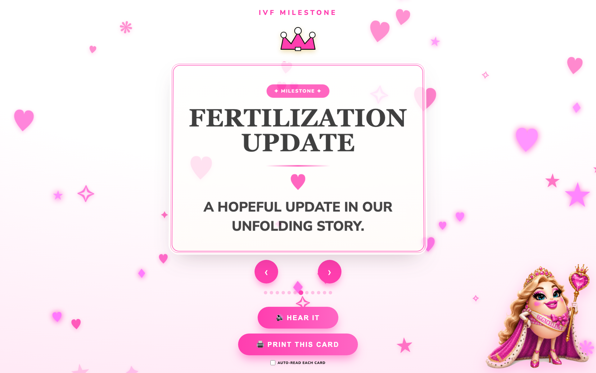 PRINCESS EGGXCELLENCE IVF MILESTONE CARDS