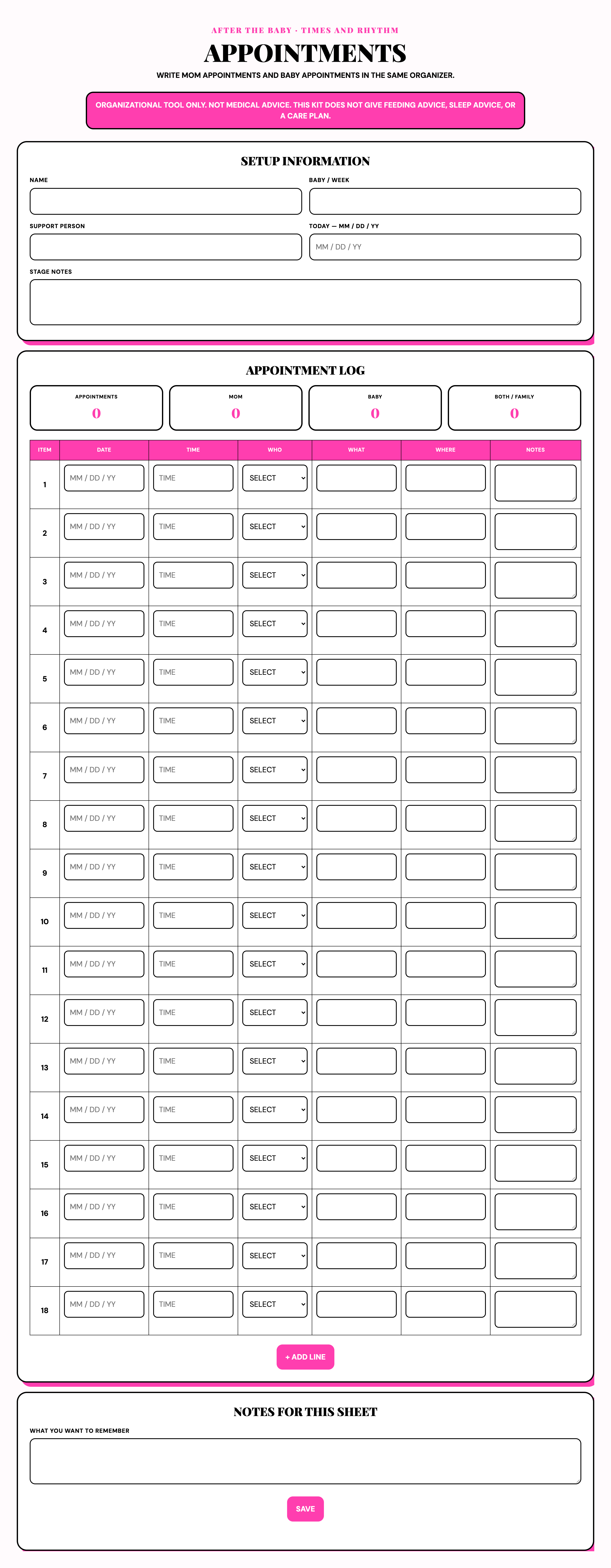 POSTPARTUM ORGANIZER KIT